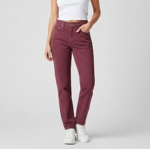 Rodin Vintage High Rise Straight Leg Jeans Maroon Burgundy Made in USA Women 3-4